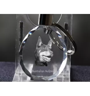 Kelpie Australien, Australian Kelpie - pendentif avec une photo de chien, porte-clés en cristal dans une boîte cadeau, un cadeau unique par Art-Dog