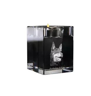 Australian Kelpie, Australischer Schäferhund, Barb - Kerzenhalter mit Hundefoto, Teelichthalter aus Kristall, personalisiertes Geschenk der Marke Art-Dog