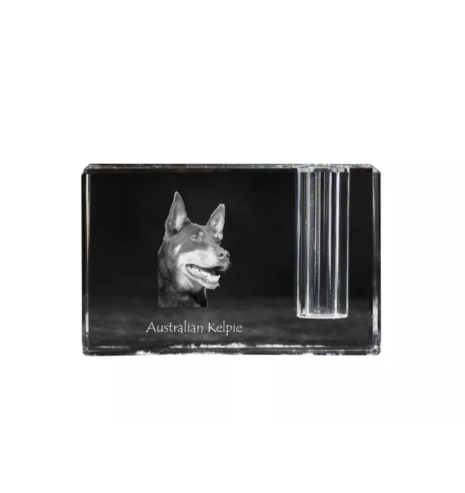 Kelpie Australien, Australian Kelpie - Porte-stylos, organiseur en cristal avec photo de chien, décoration de bureau unique par la marque Art-Dog