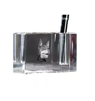 Kelpie Australien, Australian Kelpie - Porte-stylos, organiseur en cristal avec photo de chien, décoration de bureau unique par la marque Art-Dog