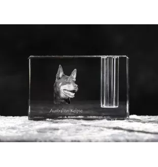 Owczarek australijski kelpie penholder kryształowy z psem Art-Dog