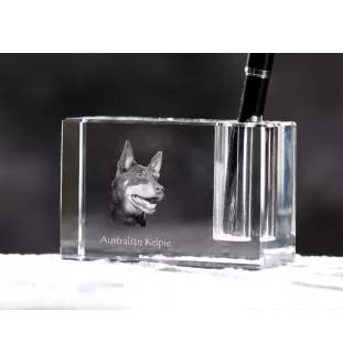 Kelpie Australien, Australian Kelpie - Porte-stylos, organiseur en cristal avec photo de chien, décoration de bureau unique par la marque Art-Dog