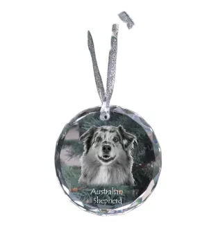 Australischer Schaferhund, Australian Shepherd - Kristallkugel mit Foto, Hundebild im Kristall, personalisierter Christbaumschmuck von Art-Dog.