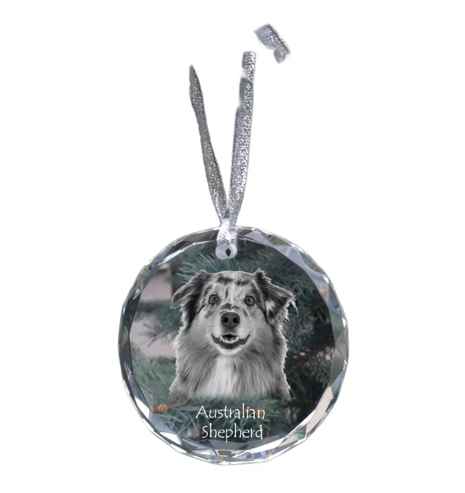 Berger Australien - boule de Noël en cristal avec une photo, photo de chien dans le cristal, décoration personnalisée pour sapin de Noël de la marque Art-Dog