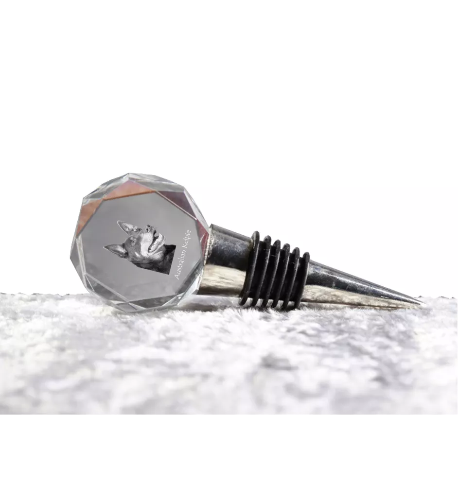 Australian Kelpie, Barb, Farmer Dog - Bottle stopper, crystal wine stopper with photo, personalised gift for bartender by Art-Dog brand