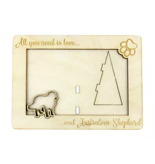 Australischer Schaferhund, Australian Shepherd - Fotorahmen, gravierter Holzrahmen, ein schönes Gadget für den Hundeliebhaber von Art-Dog
