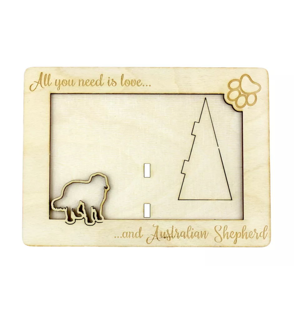 Berger Australien - Cadre photo, cadre en bois gravé, un joli gadget pour l'amoureux des chiens par Art-Dog