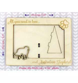Australian Shepherd - Photo frame, engraved wooden frame, a lovely gadget for the dog lover by Art-Dog