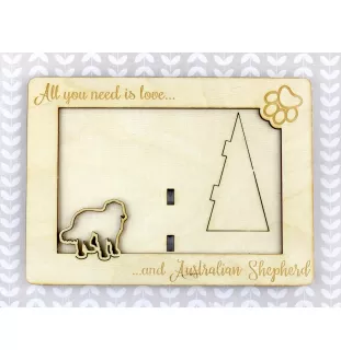 Berger Australien - Cadre photo, cadre en bois gravé, un joli gadget pour l'amoureux des chiens par Art-Dog