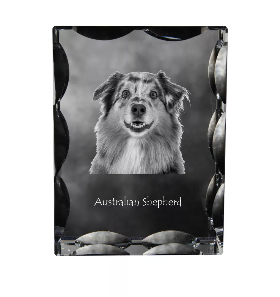 Berger Australien - cristal avec photo de chien, statuette en verre avec photo, cadre exceptionnel avec photo de la marque Art-Dog