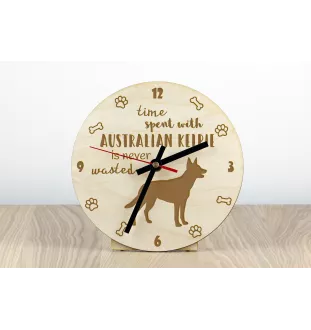 Australian Kelpie, Barb, Farmer Dog - clock with a dog, wooden clock, wall clock for dog lovers, clock for desk and shelf, Art-Dog