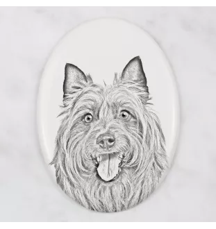 Australian Terrier - Gedenktafel mit einem Foto eines Hundes, Grabplatte mit Druck, personalisierte ovale Platte der Marke Art-Dog