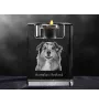 Australischer Schaferhund, Australian Shepherd - Kerzenhalter mit Hundefoto, Teelichthalter aus Kristall, personalisiertes Geschenk der Marke Art-Dog