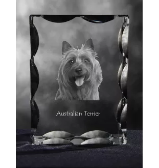Australian Terrier - Kristall mit einem Hundebild, Glasstatuette mit einem Bild, einzigartiger Bilderrahmen der Marke Art-Dog