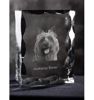 Australian Terrier, Aussie - crystal with a picture of a dog, glass statuette with a picture, unique frame with a picture from Art-Dog brand