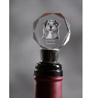 Australischer Schaferhund, Australian Shepherd - Flaschenverschluss, Weinverschluss aus Kristall mit Foto, personalisiertes Geschenk für Barkeeper der Marke Art-Dog