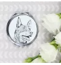 Australian Kelpie, Australischer Schäferhund, Barb - Taschenspiegel mit Hund, personalisierter Taschenspiegel, kompakter Spiegel mit Art-Dog-Logo