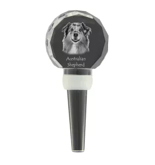 Australian Shepherd - Crystal bottle stopper, unique wine stopper with photo, personalised gift for sommelier by Art-Dog brand