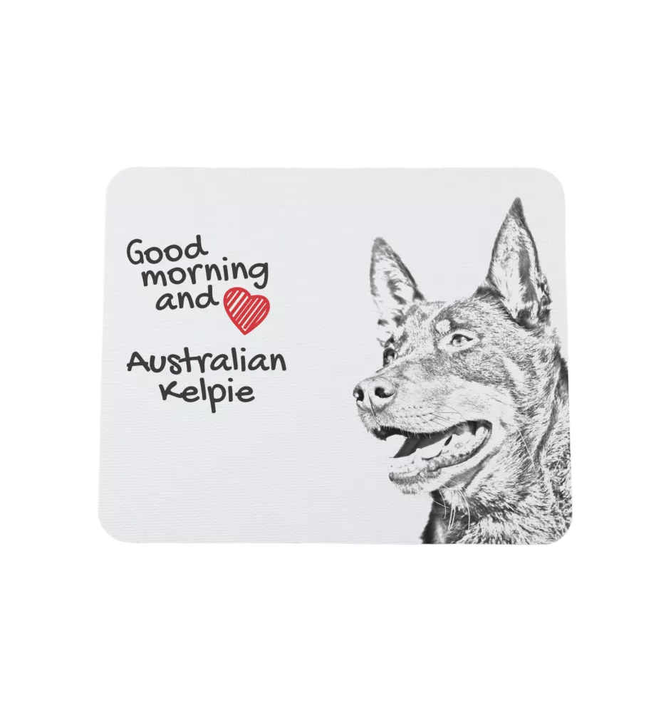Australian Kelpie, Australischer Schäferhund, Barb - Mauspad mit Druck, personalisiertes Mauspad mit Hund, einzigartiges Gadget für Büroangestellte von Art-Dog.