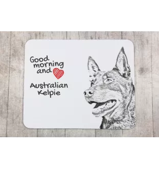 Australian Kelpie, Australischer Schäferhund, Barb - Mauspad mit Druck, personalisiertes Mauspad mit Hund, einzigartiges Gadget für Büroangestellte von Art-Dog.