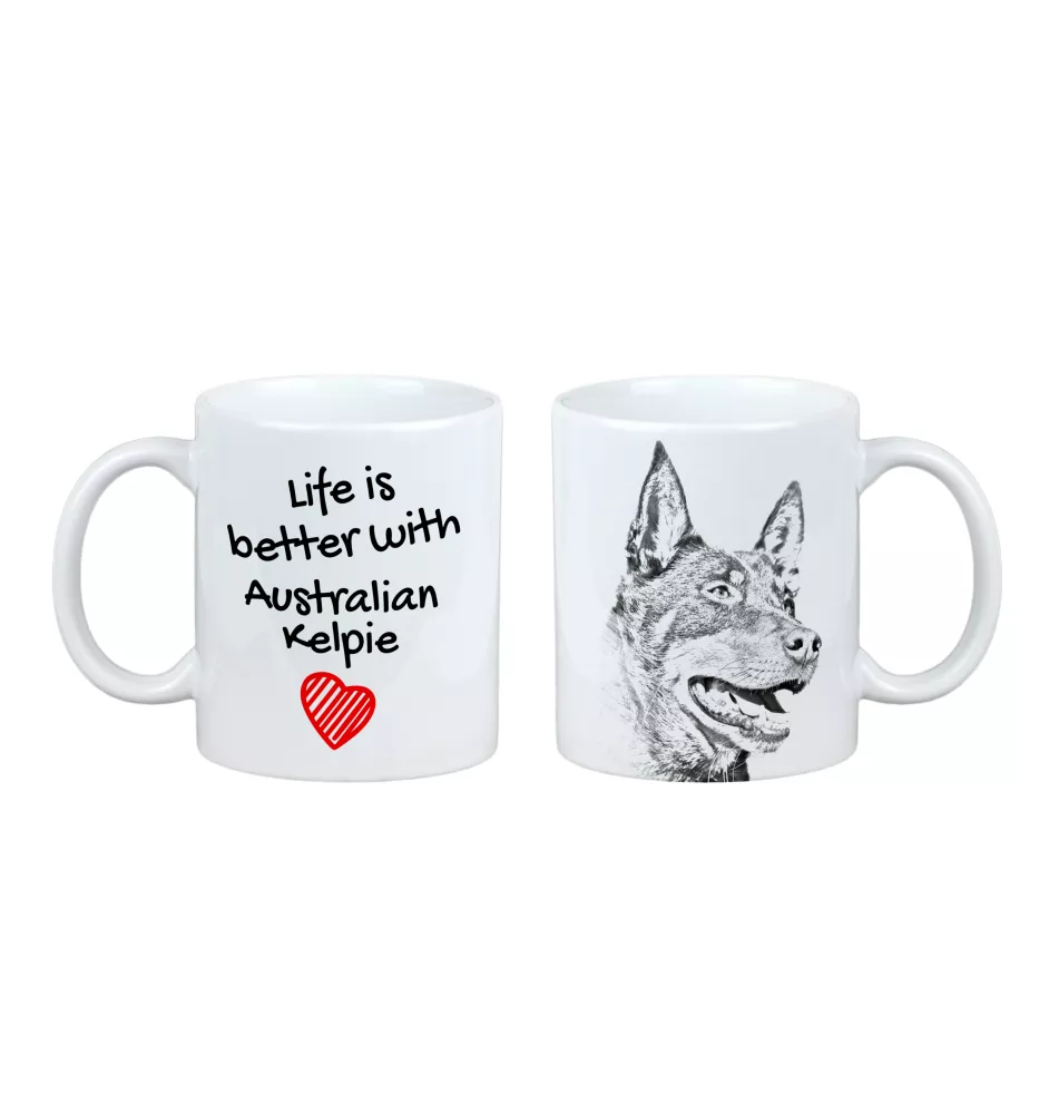 Owczarek australijski kelpie kubek z psem life is better Art-Dog