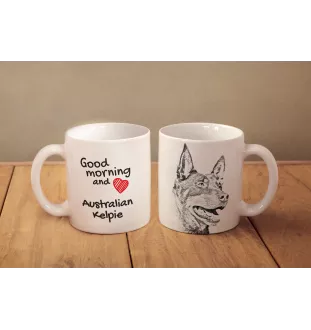 Owczarek australijski kelpie kubek z psem good morning Art-Dog