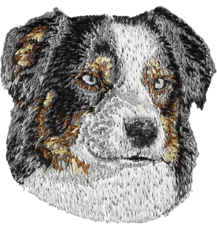 Australischer Schaferhund, Australian Shepherd - Hund geformtes Aufnäher, besticktes Patch, einzigartiges Dekor für den Rucksack der Marke Art-Dog