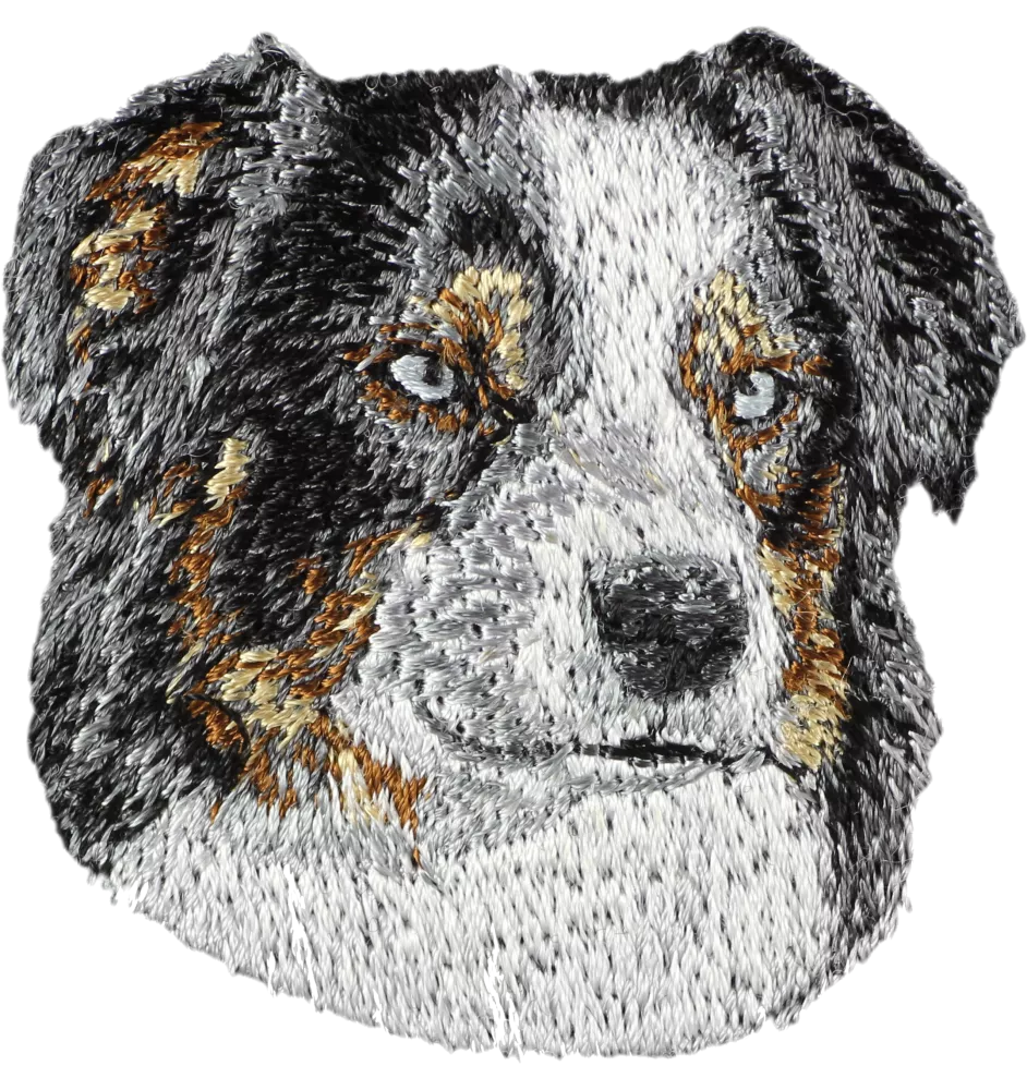 Australischer Schaferhund, Australian Shepherd - Hund geformtes Aufnäher, besticktes Patch, einzigartiges Dekor für den Rucksack der Marke Art-Dog
