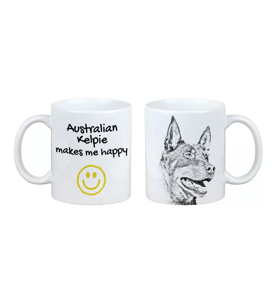 Owczarek australijski kelpie kubek z psem Makes me happy Art-Dog