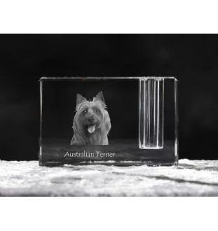 Australian Terrier, Aussie - Pen stand, crystal organiser with dog photo, unique desk decoration by Art-Dog brand