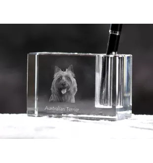 Australian Terrier - Stifthalter, Kristallorganizer mit Hundefoto, einzigartige Schreibtischdekoration der Marke Art-Dog