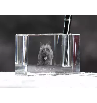 Australian Terrier - Stifthalter, Kristallorganizer mit Hundefoto, einzigartige Schreibtischdekoration der Marke Art-Dog