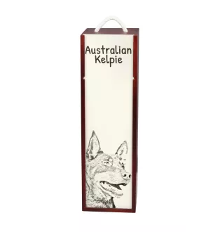 Kelpie Australien, Australian Kelpie - boîte à vin avec chien, boîte à alcool avec graphisme, boîte cadeau personnalisée de la marque Art-Dog