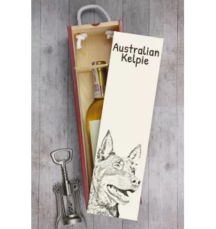 Kelpie Australien, Australian Kelpie - boîte à vin avec chien, boîte à alcool avec graphisme, boîte cadeau personnalisée de la marque Art-Dog
