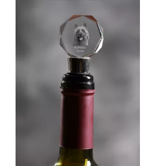 Terrier australien - Bouchon de bouteille, bouchon de vin en cristal avec photo, cadeau personnalisé pour barman par la marque Art-Dog
