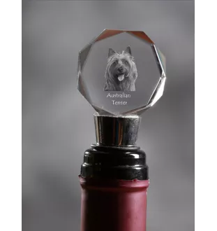 Australian Terrier, Aussie - Bottle stopper, crystal wine stopper with photo, personalised gift for bartender by Art-Dog brand