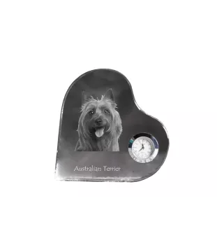 Australian Terrier - Kristalluhr mit einem Hundebild, Herzregal-Uhr, personalisierte Standuhr der Marke Art-Dog