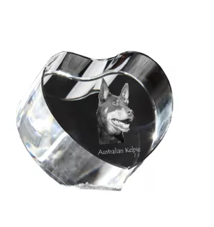 Australian Kelpie, Barb, Farmer Dog - a photo of a dog in crystal, crystal heart, unique photo frame from the Art-Dog brand