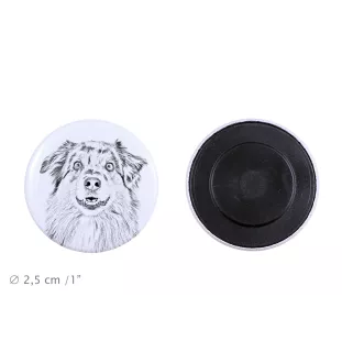 Australischer Schaferhund, Australian Shepherd Magnet mit einem Hundepfotenabdruck, außergewöhnlich leicht, starker Magnet, handgefertigtes Produkt der Marke Art-Dog