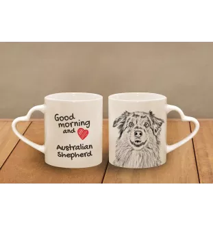 Australischer Schaferhund, Australian Shepherd - Tasse mit Hund, entzückende Tasse mit herzförmigem Henkel, universelles Geschenk der Marke Art-Dog