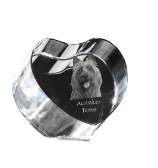 Australian Terrier, Aussie - a photo of a dog in crystal, crystal heart, unique photo frame from the Art-Dog brand