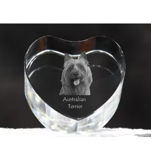 Terrier australien - une photo de chien dans un cristal, un cœur en cristal, un cadre photo exceptionnel de la marque Art-Dog
