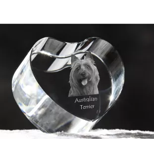 Australian Terrier, Aussie - a photo of a dog in crystal, crystal heart, unique photo frame from the Art-Dog brand