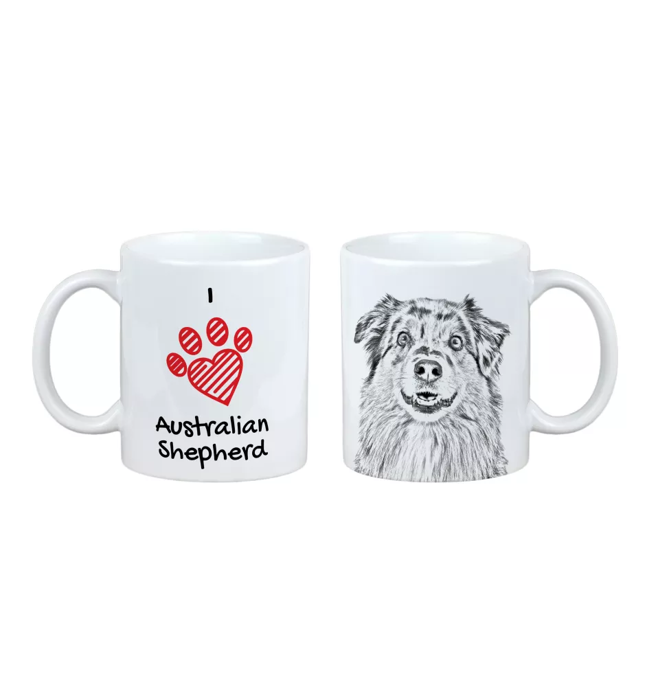 Owczarek australijski kubek z psem I love Art-Dog