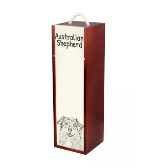 Australischer Schaferhund, Australian Shepherd - Weinbox mit Hund, Alkoholbox mit Grafik, personalisierte Geschenkbox der Marke Art-Dog