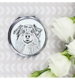 Australian Shepherd - Pocket mirror with a dog, personalized mirror for a purse, compact mirror with Art-Dog brand print.
