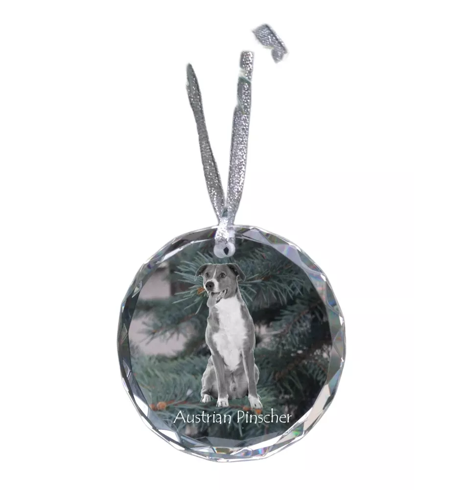 Austrian Pinscher, Österreichischer Pinscher - crystal bauble with a photo, dog photo in crystal, personalized Christmas tree ornament by Art-Dog brand