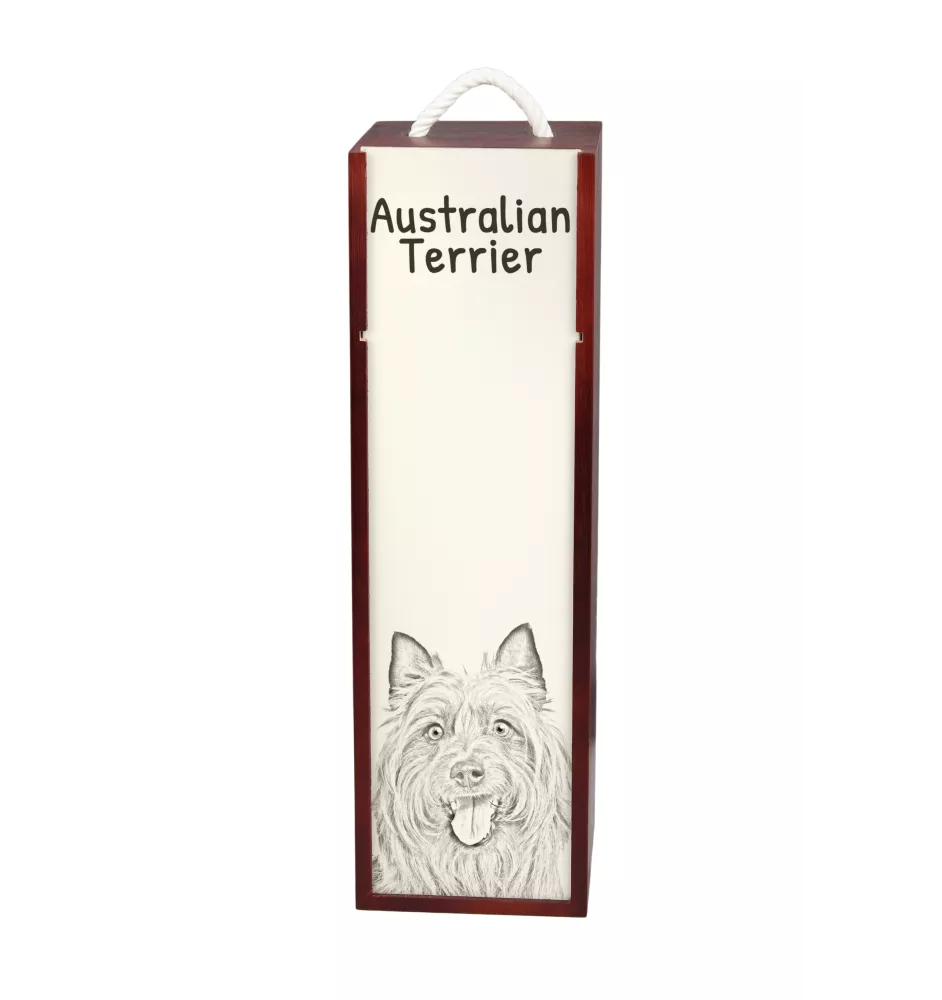Terrier australien - boîte à vin avec chien, boîte à alcool avec graphisme, boîte cadeau personnalisée de la marque Art-Dog