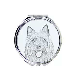 Terrier australien - miroir de poche avec chien, miroir personnalisé pour sac à main, miroir compact avec impression de la marque Art-Dog