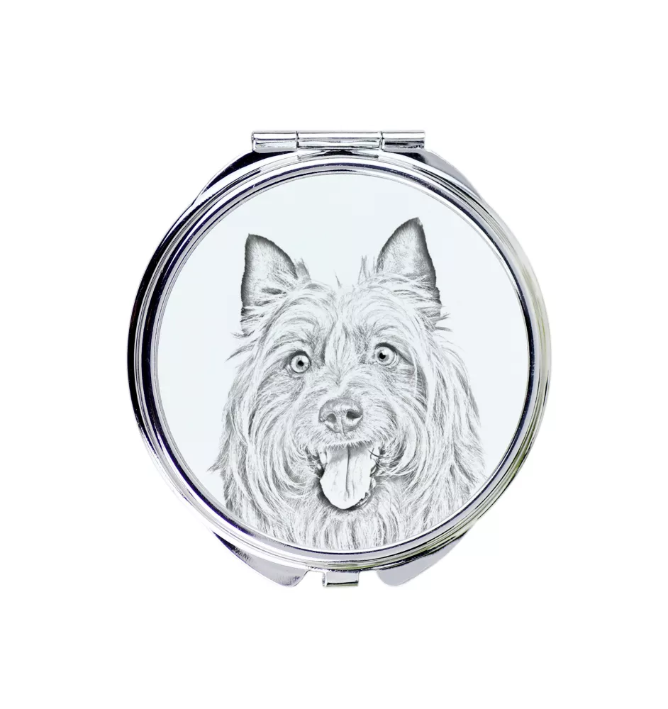 Australian Terrier - Taschenspiegel mit Hund, personalisierter Taschenspiegel, kompakter Spiegel mit Art-Dog-Logo